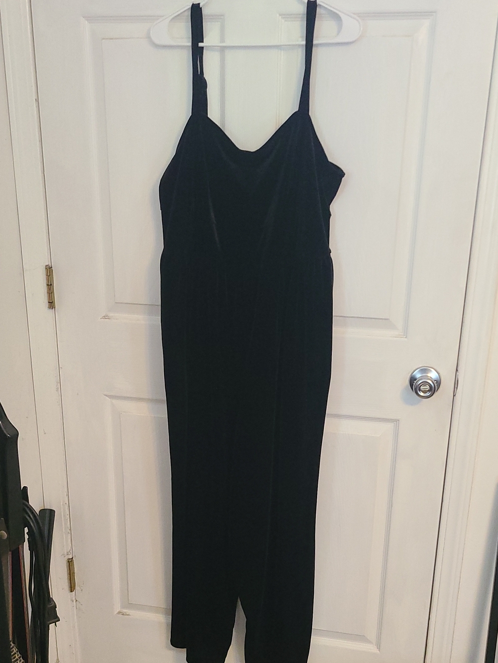 Old Navy Black Velvet Wide Leg Jumpsuit with Spaghetti Straps